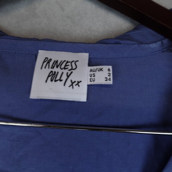 Princess Polly Blue Lawson Cutout Collared Mini Dress - Picture 2 of 9